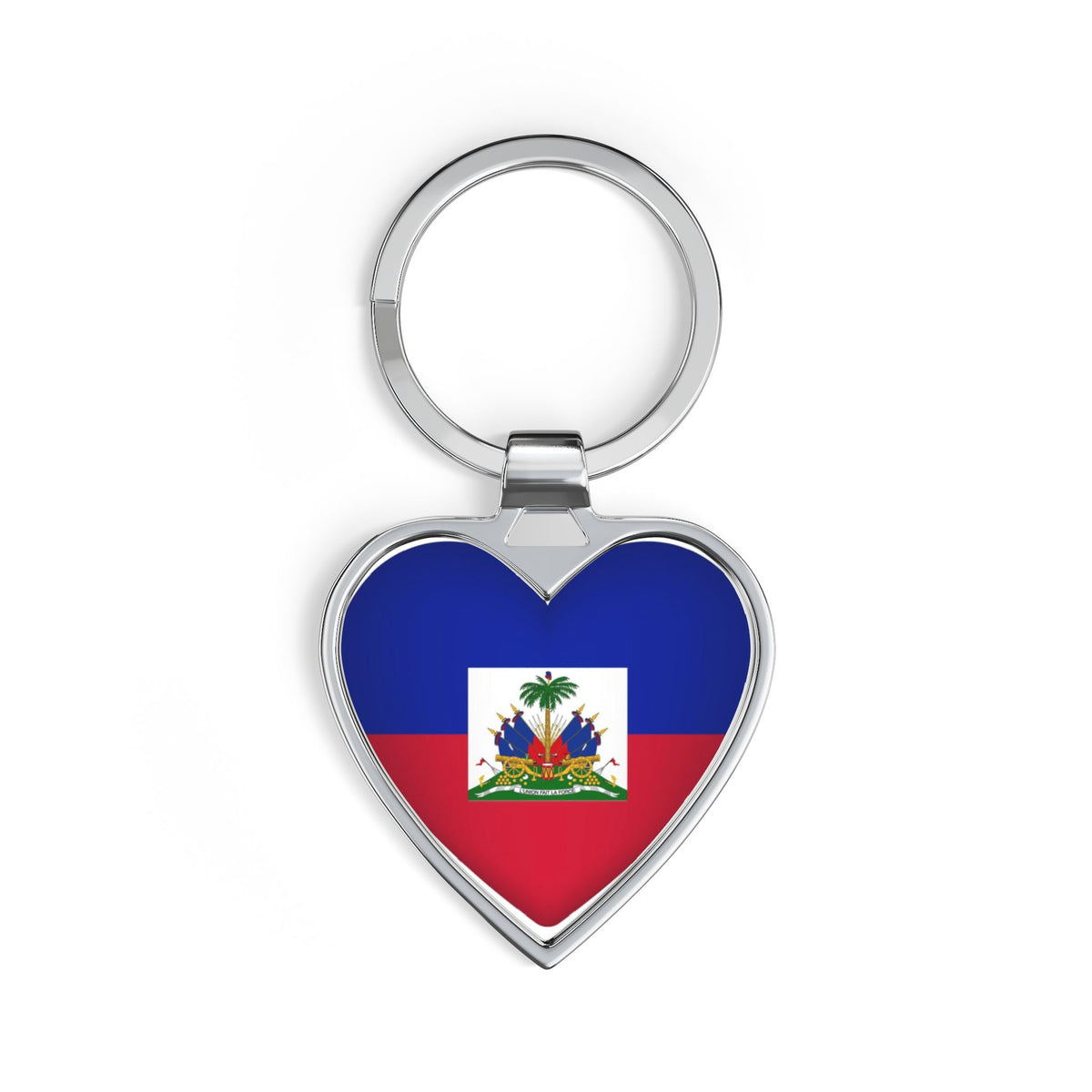 Haiti Flag Heart Keychain — Patriotic Haitian Souvenir
