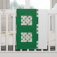 Green Baby Blanket with Cozy Patchwork Blocks — Soft Fleece Nursery Throw