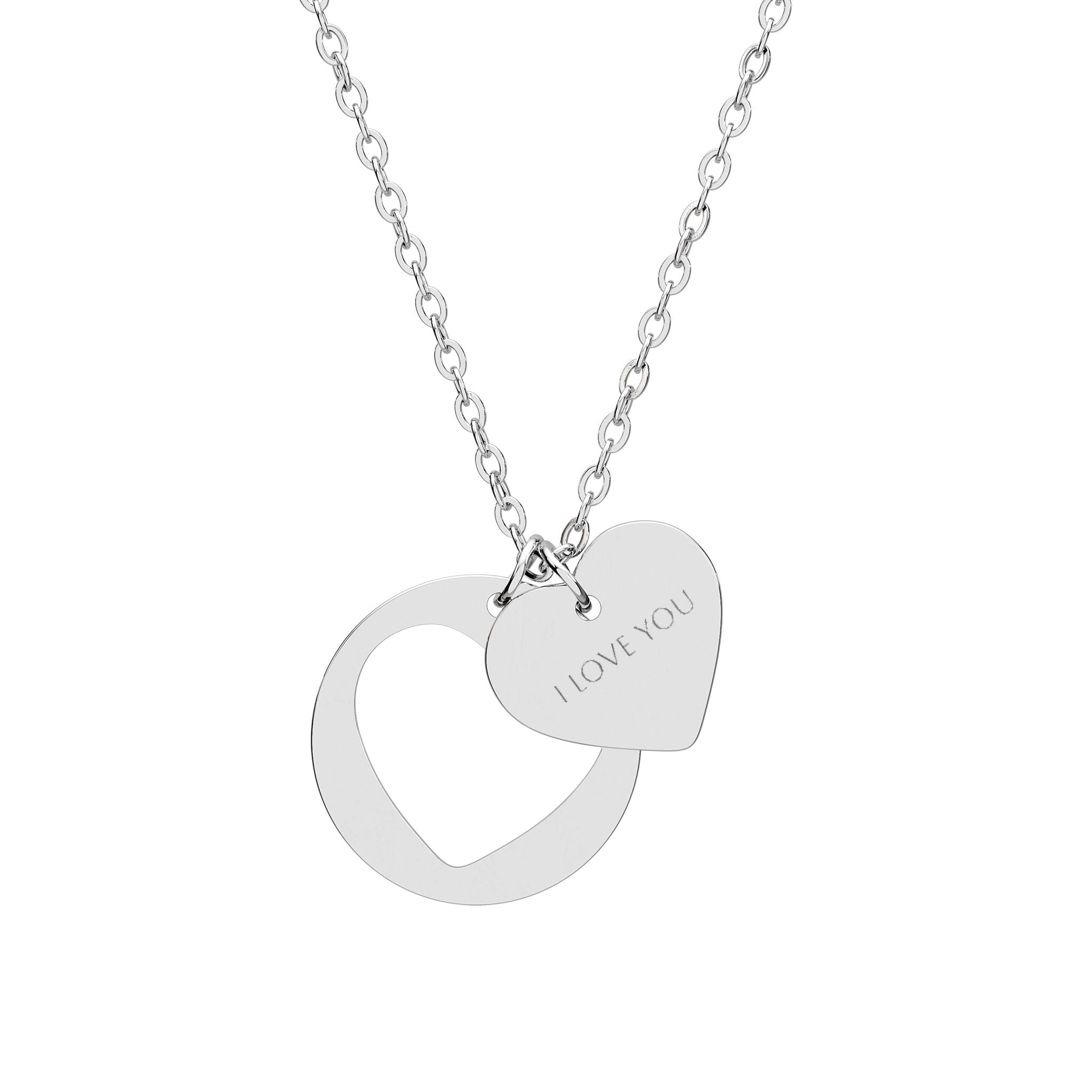 Engravable Heart Cutout Necklace — Personalized Heart Pendant in Silver or Rose Gold