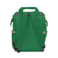 Diaper Backpack — Green Baby Patch Organizer with Bottle & Stroller Pockets