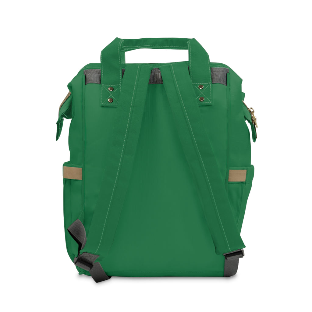Diaper Backpack — Green Baby Patch Organizer with Bottle & Stroller Pockets