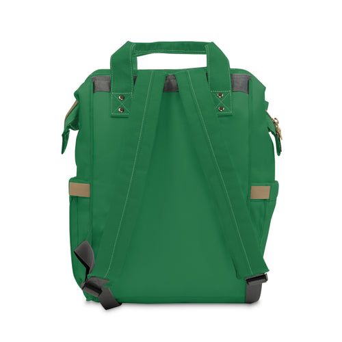 Diaper Backpack — Green Baby Patch Organizer with Bottle & Stroller Pockets