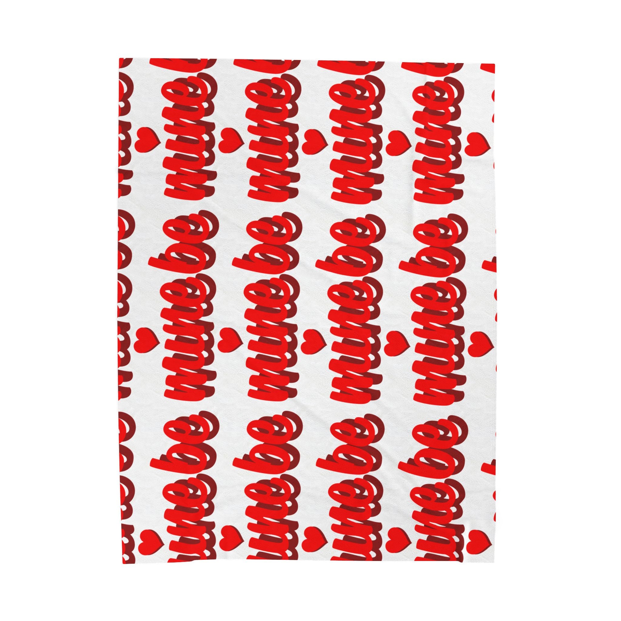 Be Mine Plush Blanket — Valentine's Velveteen Throw with Red Script & Heart