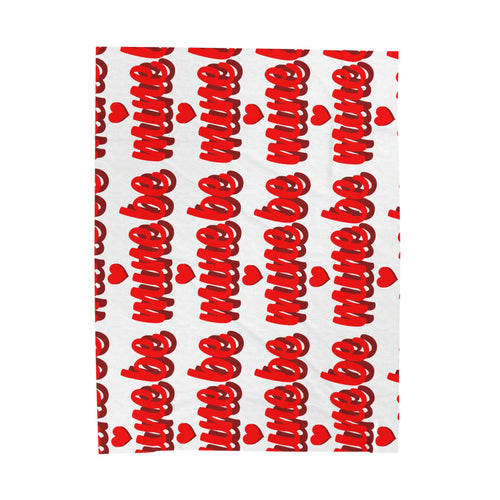 Be Mine Plush Blanket — Valentine's Velveteen Throw with Red Script & Heart