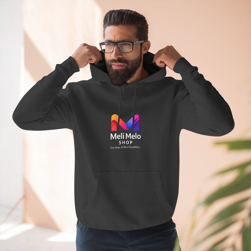 Three-Panel Fleece Hoodie — Lightweight Logo Pullover Sweatshirt