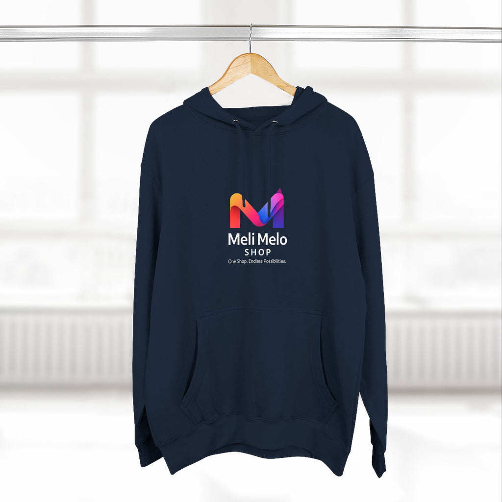 Three-Panel Fleece Hoodie — Lightweight Logo Pullover Sweatshirt