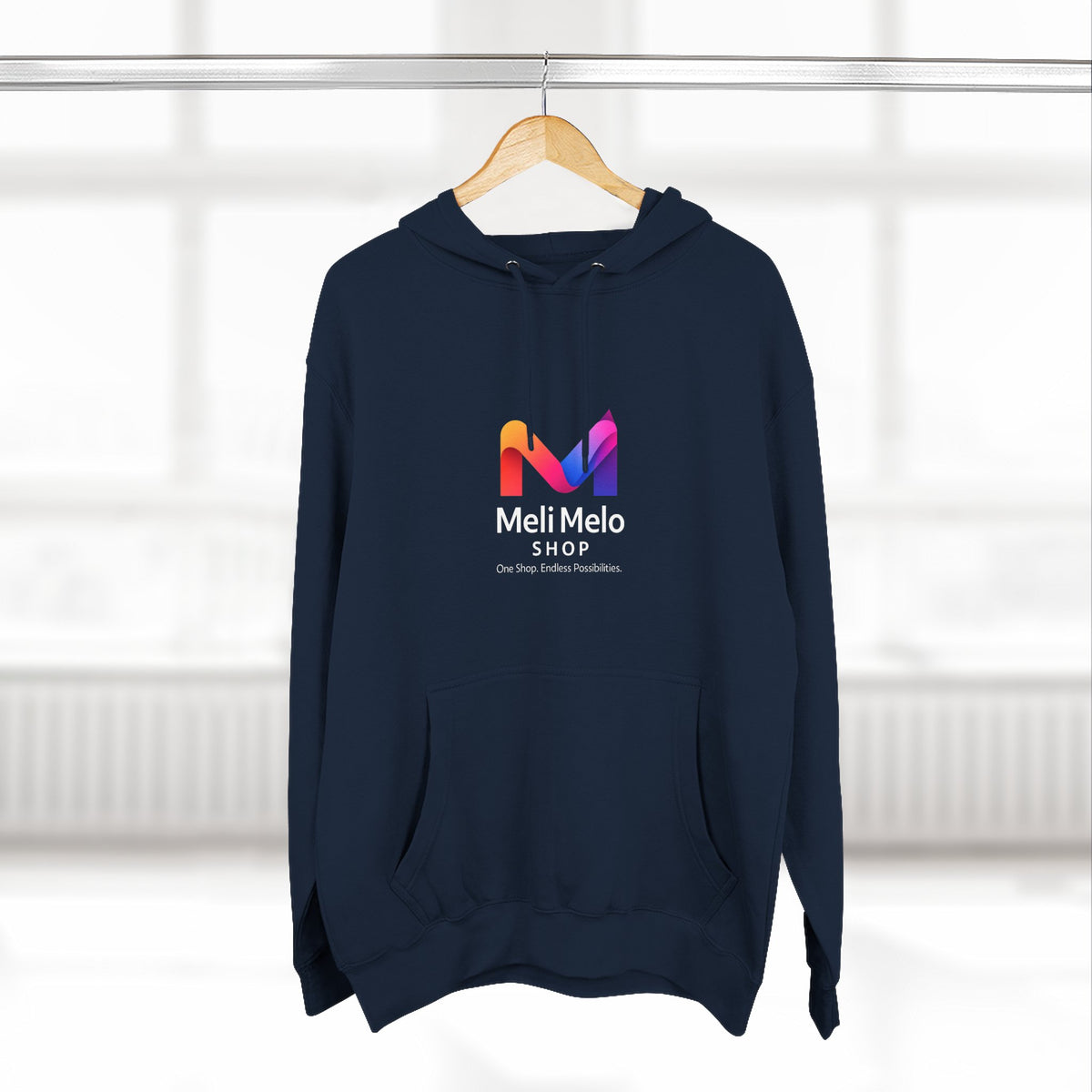 Three-Panel Fleece Hoodie — Lightweight Logo Pullover Sweatshirt