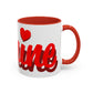 Valentine Love Coffee Mug – 'Be Mine' Red Script Accent Mug (11/15oz)