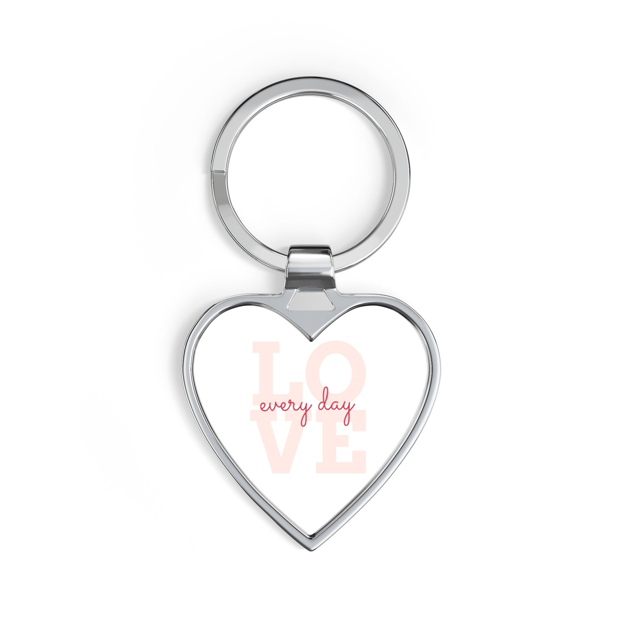 Heart Keychain – “Love Every Day” Silver Heart Keyring, Romantic Valentine’s Gift
