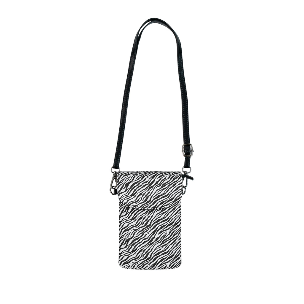 Zebra Print Crossbody Phone Wallet — Small Cell Phone Wallet with Card Pocket