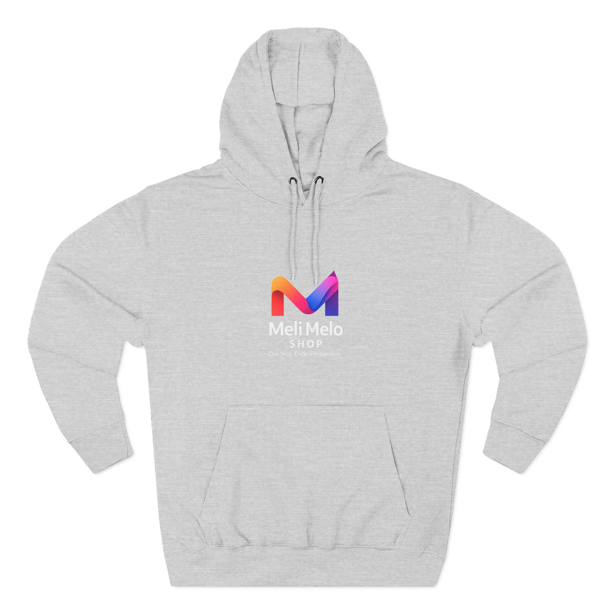 Three-Panel Fleece Hoodie — Lightweight Logo Pullover Sweatshirt