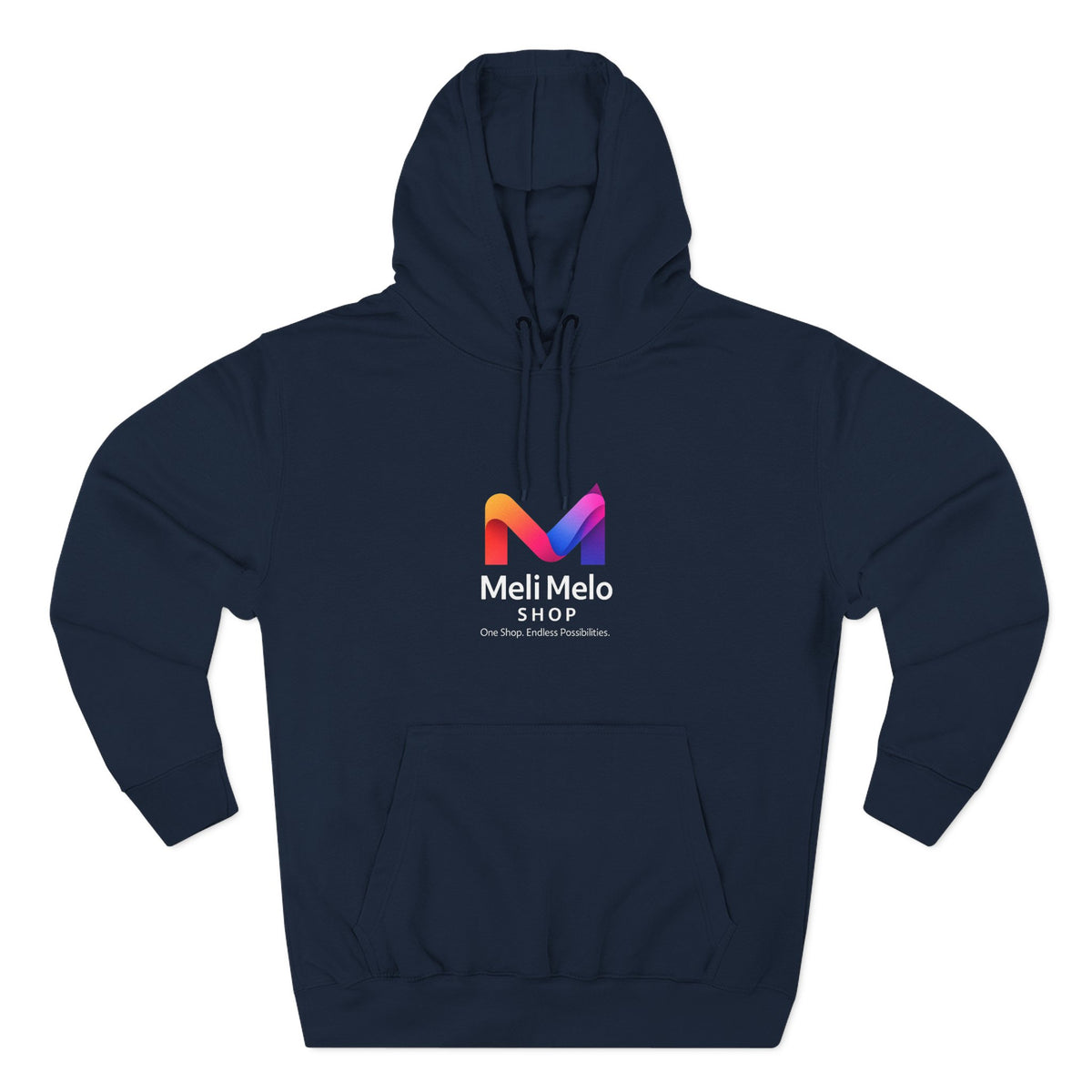 Three-Panel Fleece Hoodie — Lightweight Logo Pullover Sweatshirt