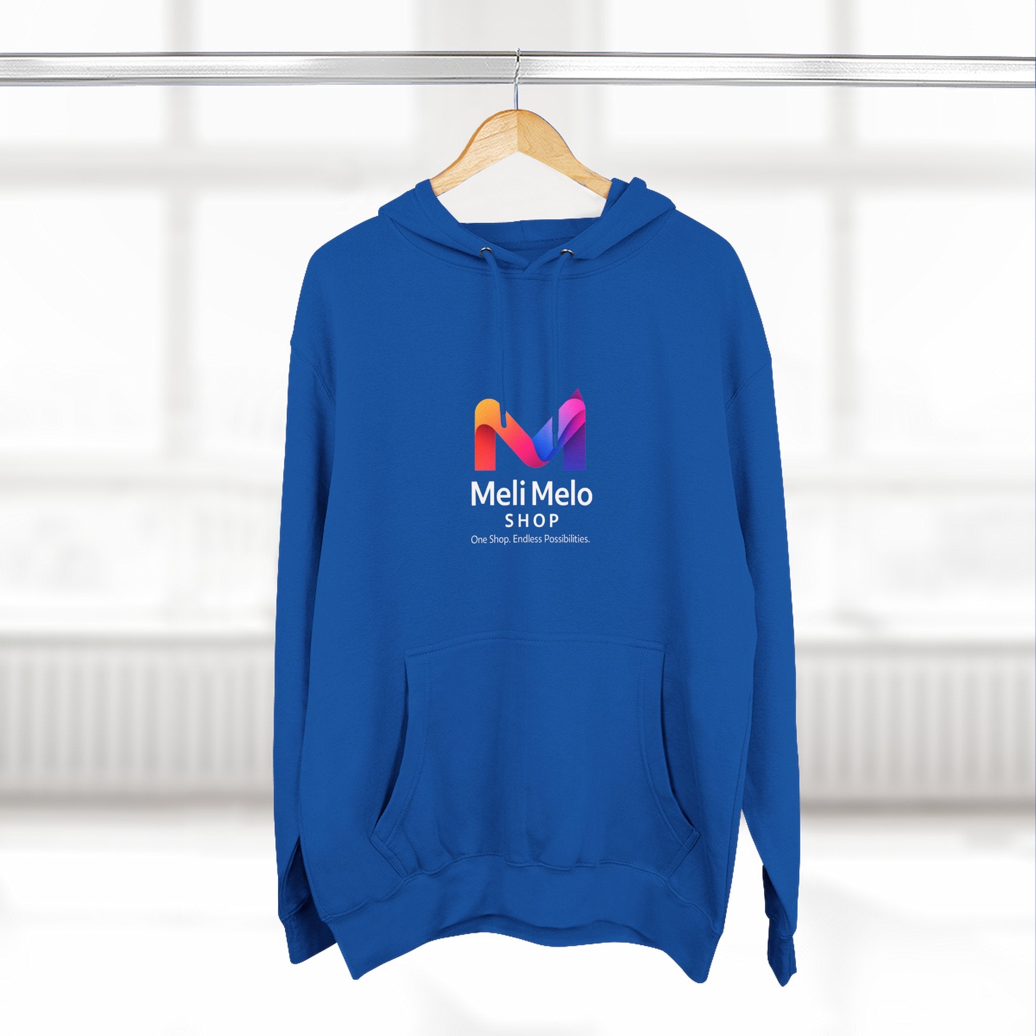Three-Panel Fleece Hoodie — Lightweight Logo Pullover Sweatshirt