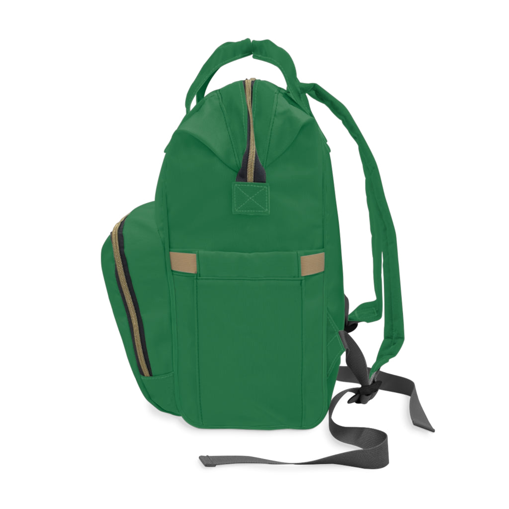 Diaper Backpack — Green Baby Patch Organizer with Bottle & Stroller Pockets