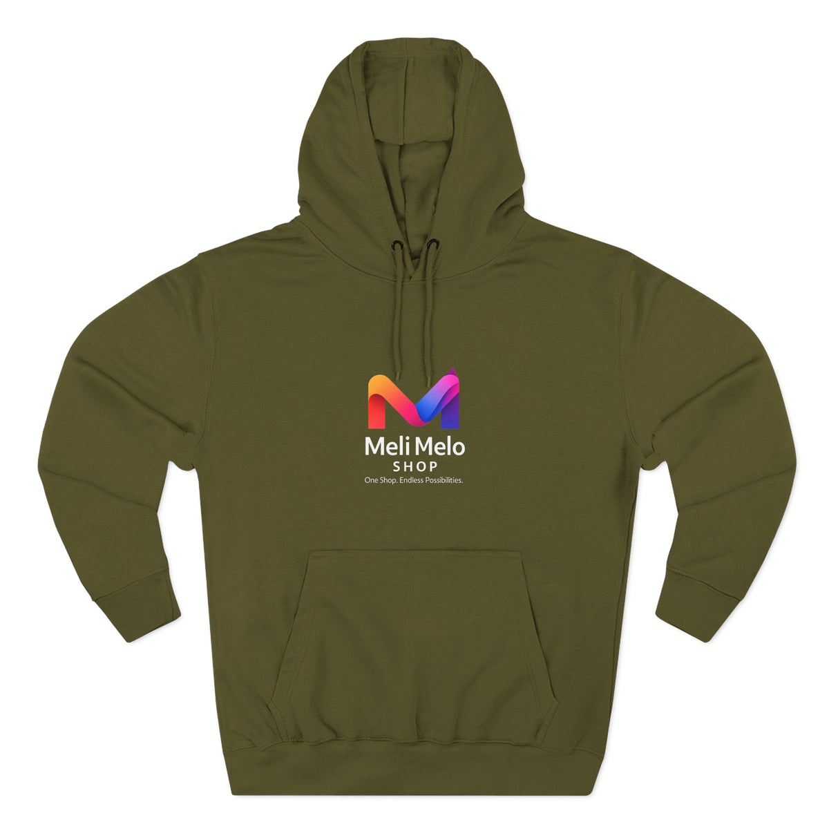 Three-Panel Fleece Hoodie — Lightweight Logo Pullover Sweatshirt