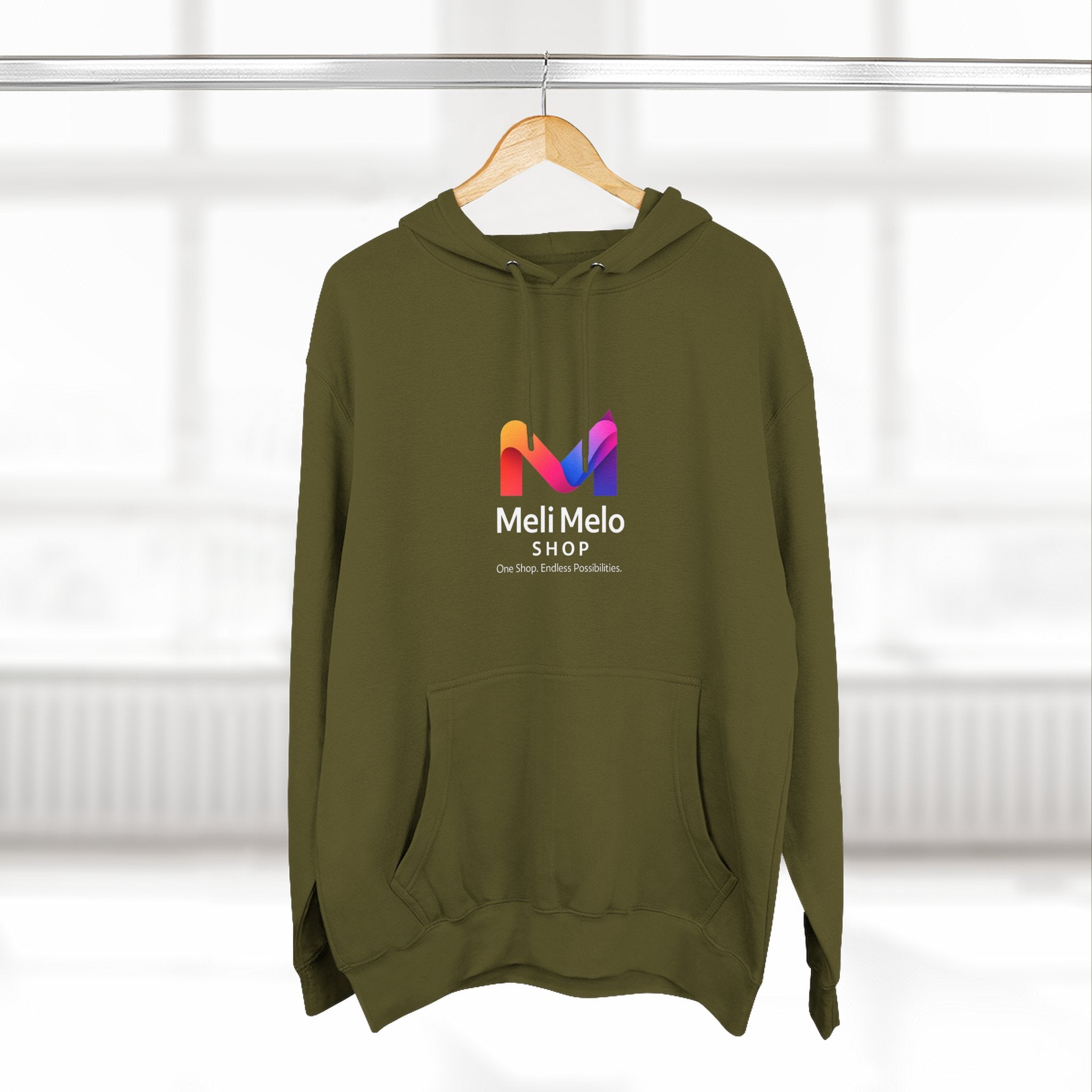 Three-Panel Fleece Hoodie — Lightweight Logo Pullover Sweatshirt