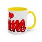 Valentine Love Coffee Mug – 'Be Mine' Red Script Accent Mug (11/15oz)