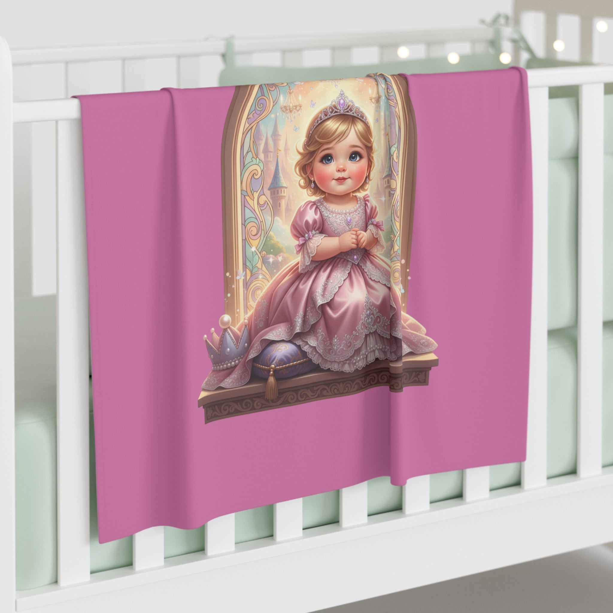 Princess Baby Swaddle Blanket – Pink Royal Infant Wrap with Cute Princess Art