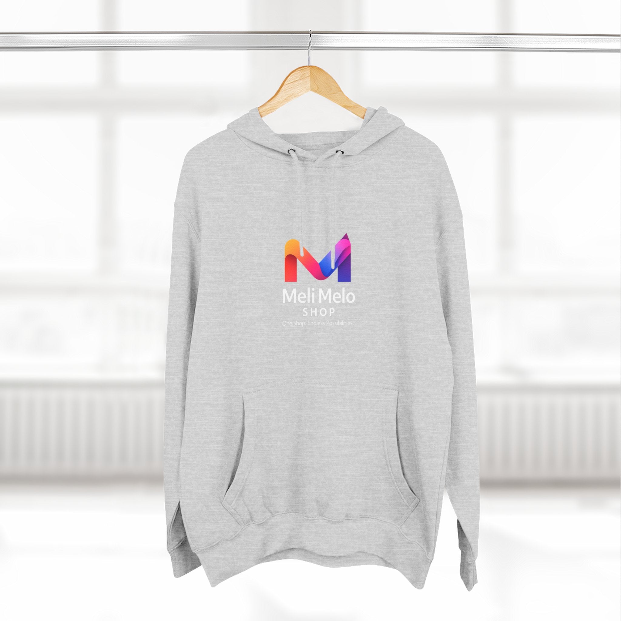 Three-Panel Fleece Hoodie — Lightweight Logo Pullover Sweatshirt