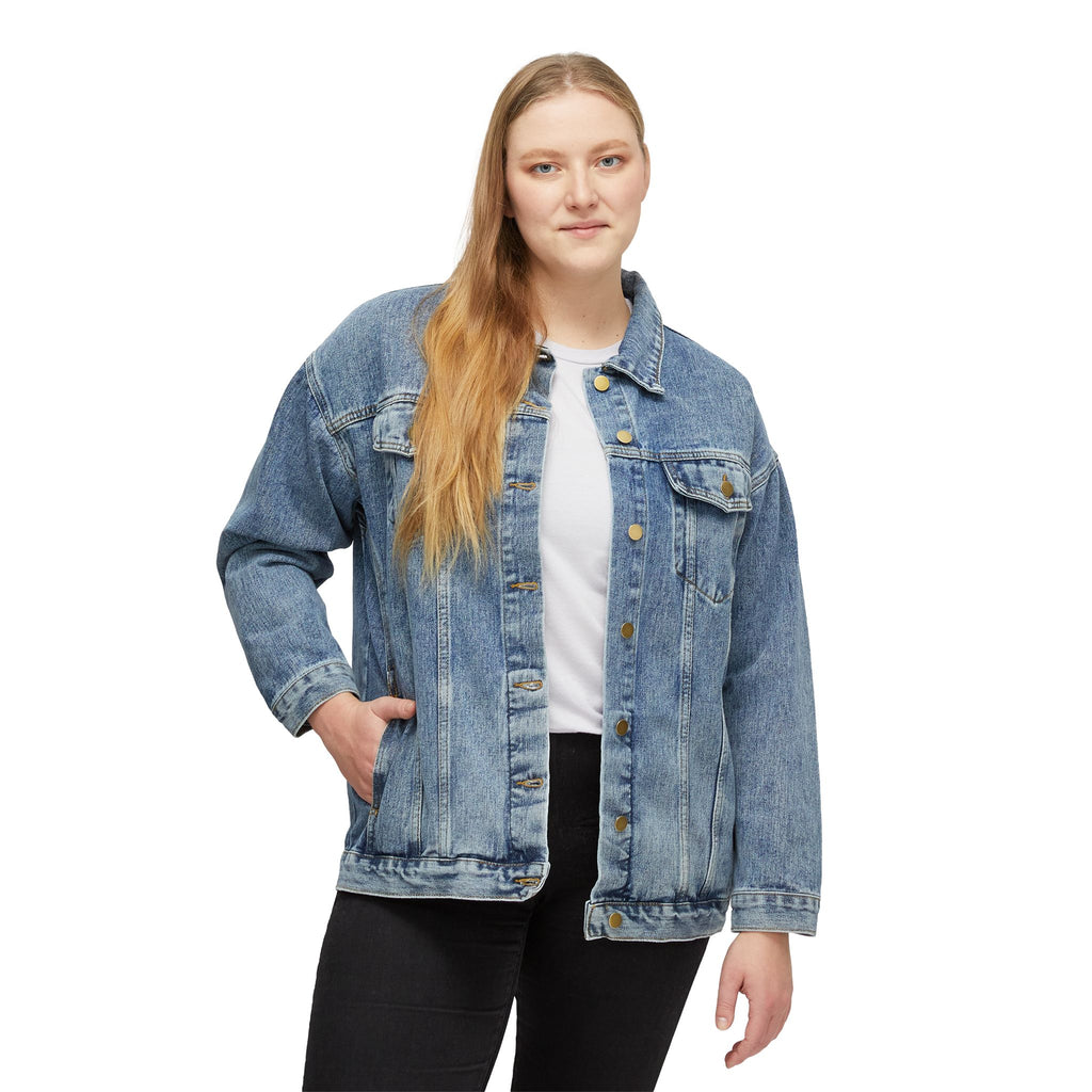 Denim Jacket — Royal Crown Back Print Women's Jean Jacket