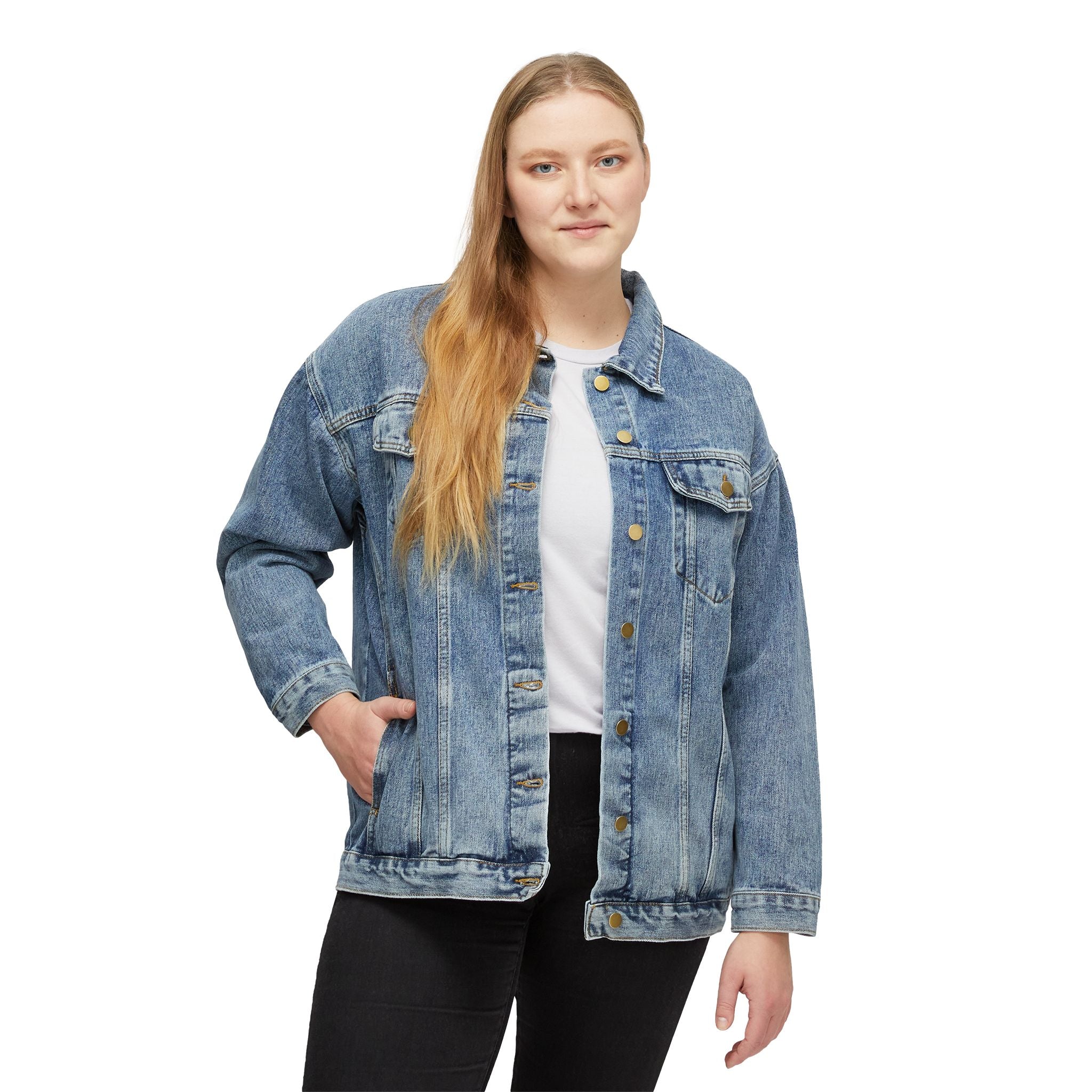 Denim Jacket — Royal Crown Back Print Women's Jean Jacket