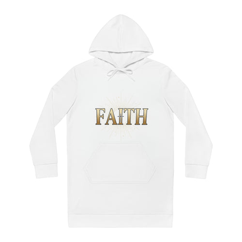 Faith Hoodie Dress — Women's Religious Hoodie Dress with Gold Lettering