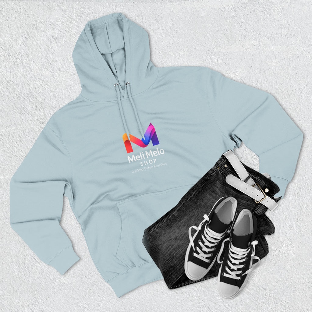 Three-Panel Fleece Hoodie — Lightweight Logo Pullover Sweatshirt