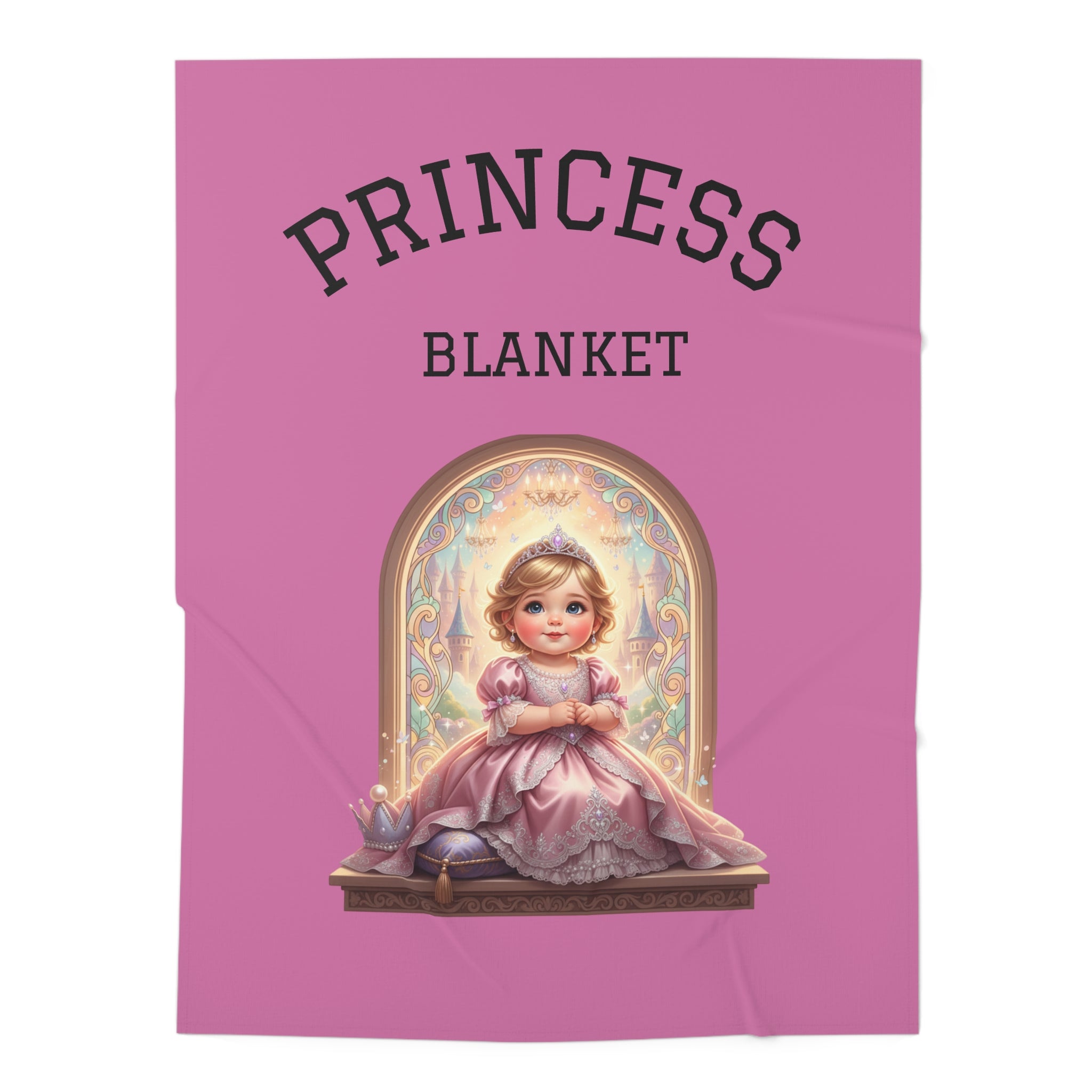 Princess Baby Swaddle Blanket – Pink Royal Infant Wrap with Cute Princess Art