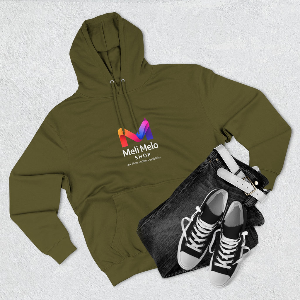 Three-Panel Fleece Hoodie — Lightweight Logo Pullover Sweatshirt