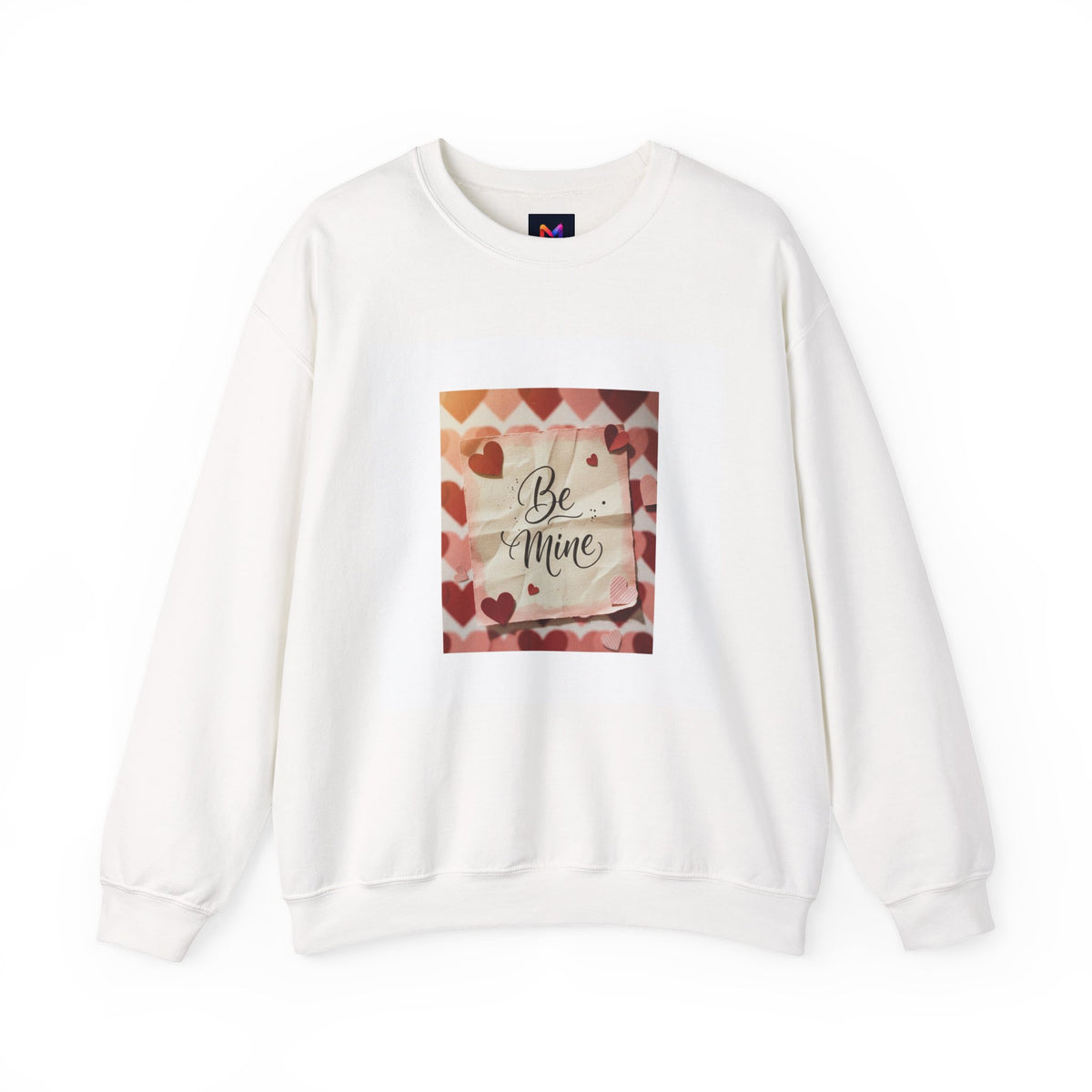 Valentine "Be Mine" Crewneck Sweatshirt – Heart Pattern Romantic Pullover