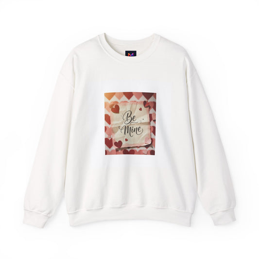 Valentine "Be Mine" Crewneck Sweatshirt – Heart Pattern Romantic Pullover