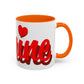 Valentine Love Coffee Mug – 'Be Mine' Red Script Accent Mug (11/15oz)