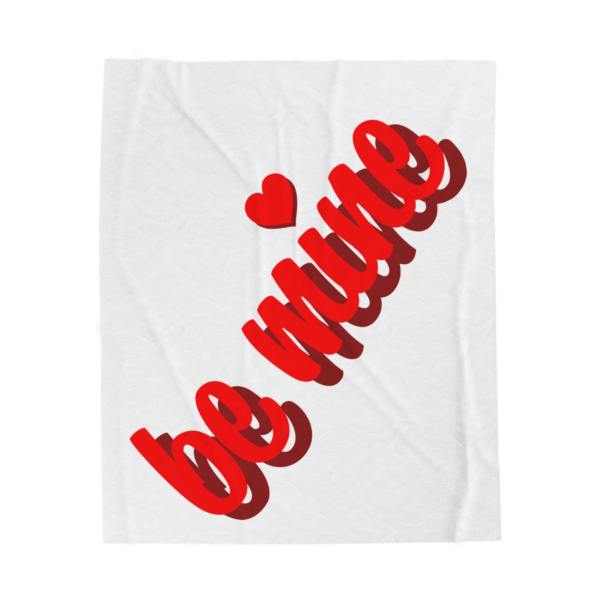 Be Mine Plush Blanket — Valentine's Velveteen Throw with Red Script & Heart