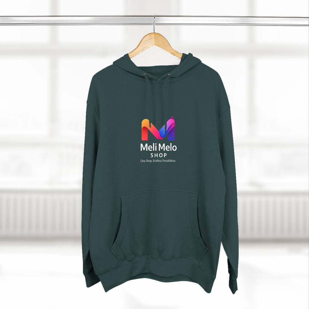Three-Panel Fleece Hoodie — Lightweight Logo Pullover Sweatshirt