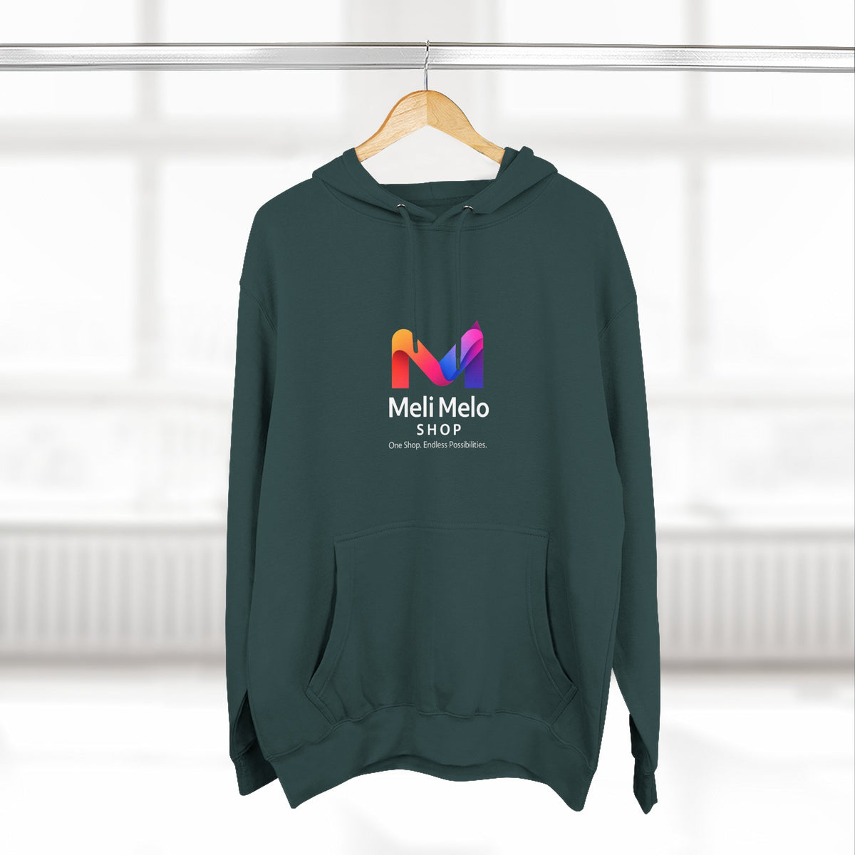 Three-Panel Fleece Hoodie — Lightweight Logo Pullover Sweatshirt
