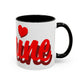 Valentine Love Coffee Mug – 'Be Mine' Red Script Accent Mug (11/15oz)