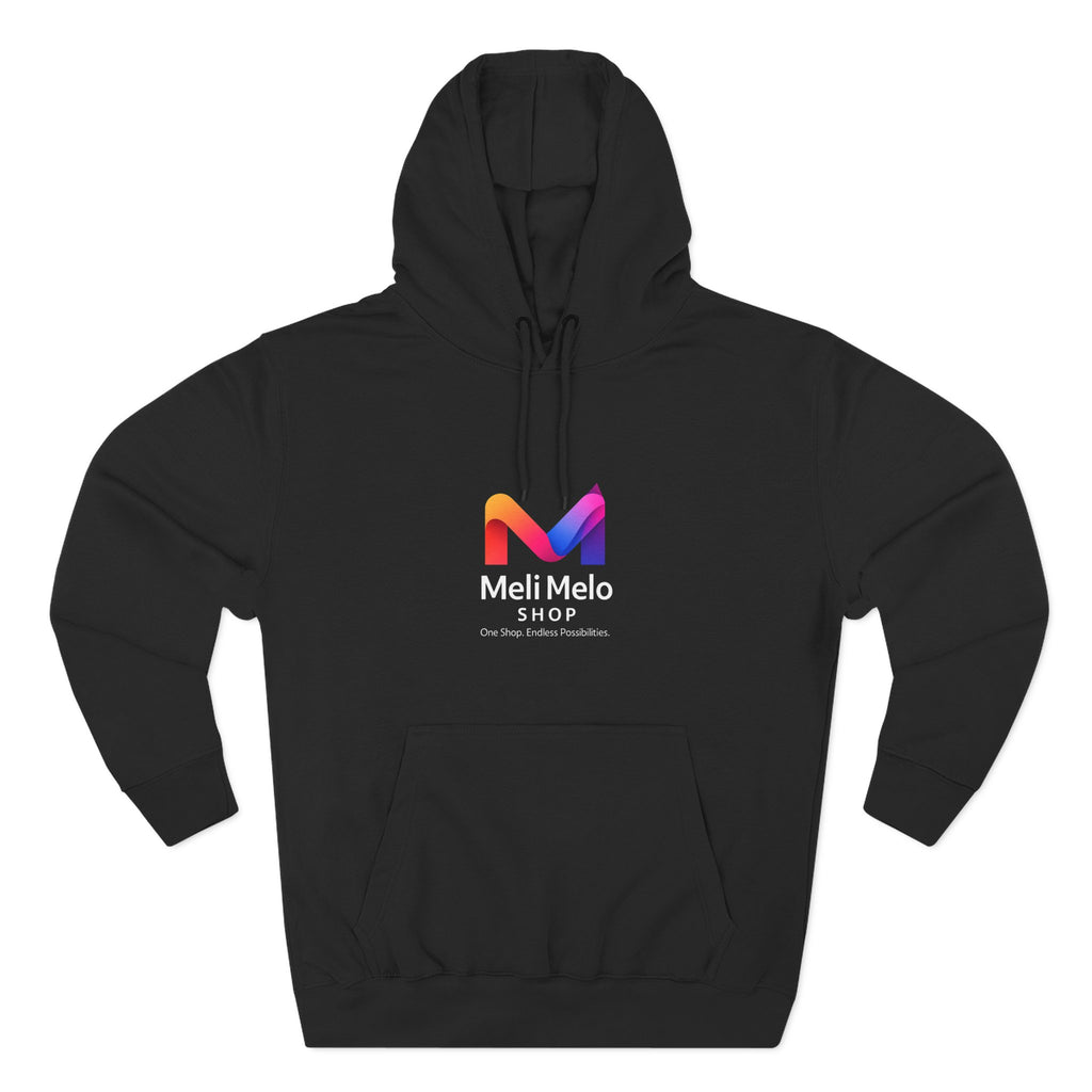 Three-Panel Fleece Hoodie — Lightweight Logo Pullover Sweatshirt