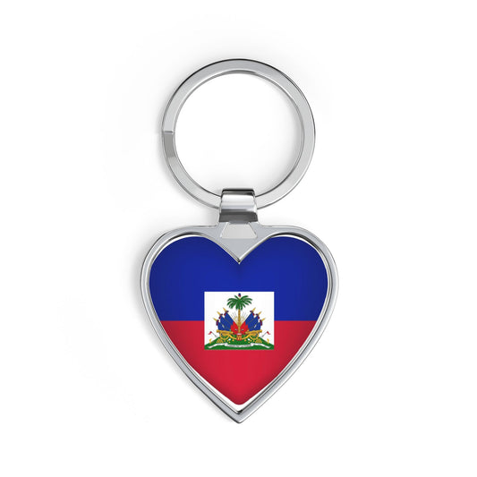 Haiti Flag Heart Keychain — Patriotic Haitian Souvenir