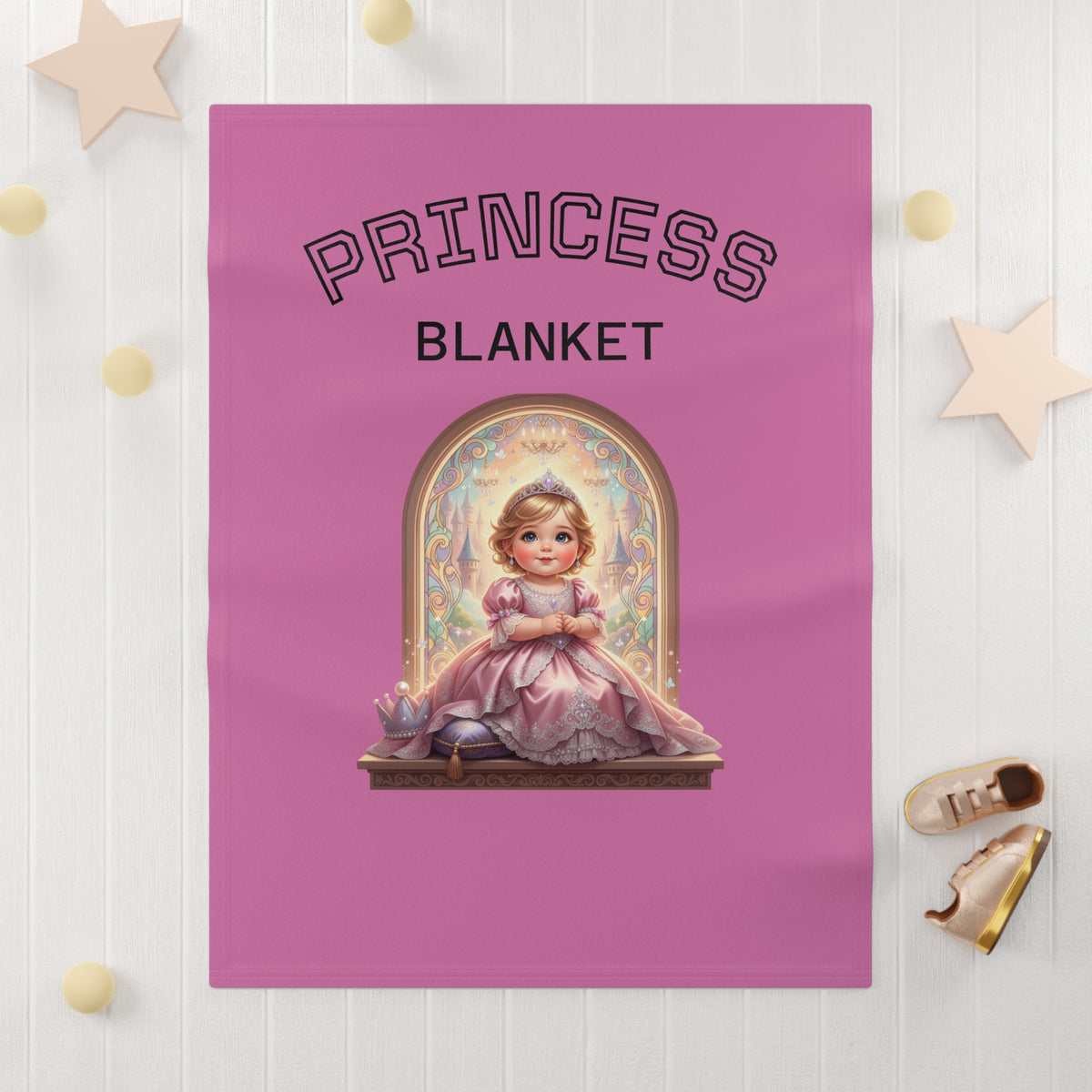 Princess Baby Blanket — Soft Pink Fleece Nursery Throw