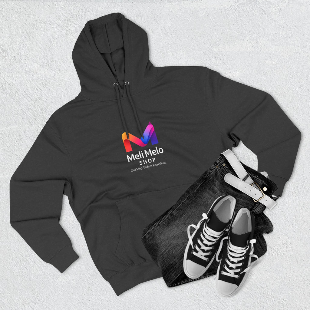 Three-Panel Fleece Hoodie — Lightweight Logo Pullover Sweatshirt