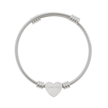 Engraved Heart Cuff Bracelet — Personalized Engraving, Model-Worn Photo