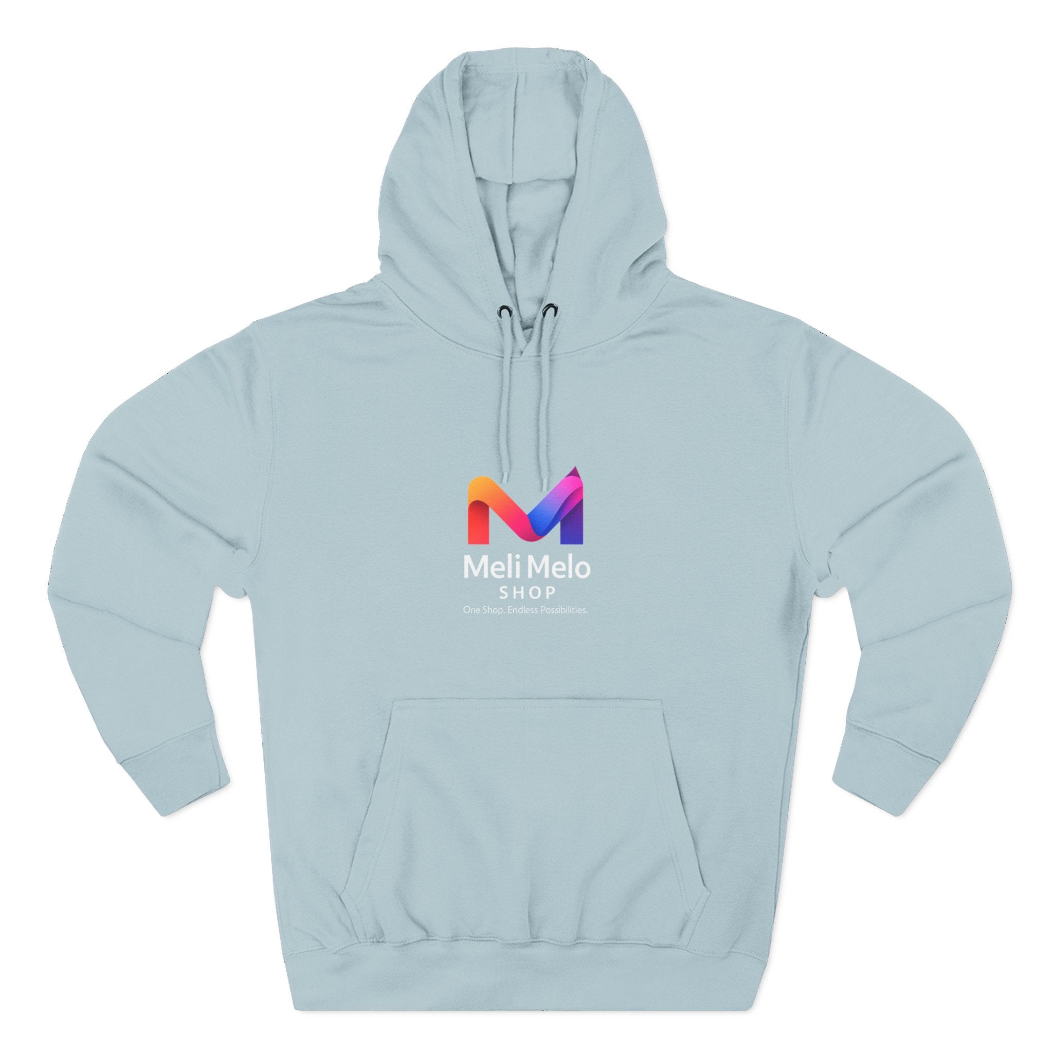 Three-Panel Fleece Hoodie — Lightweight Logo Pullover Sweatshirt