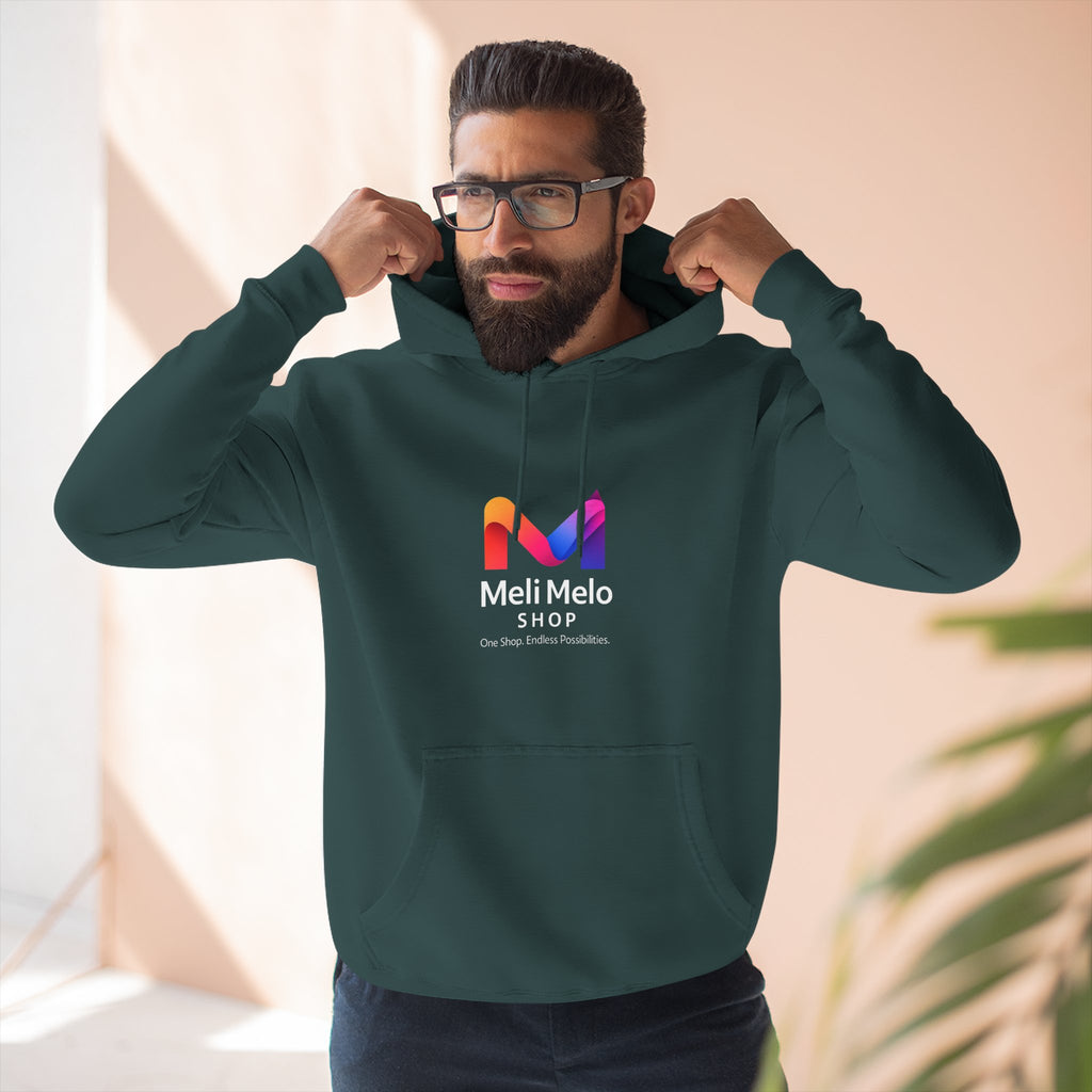 Three-Panel Fleece Hoodie — Lightweight Logo Pullover Sweatshirt