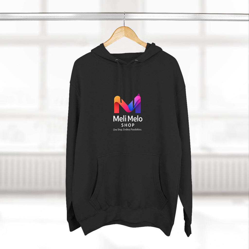 Three-Panel Fleece Hoodie — Lightweight Logo Pullover Sweatshirt