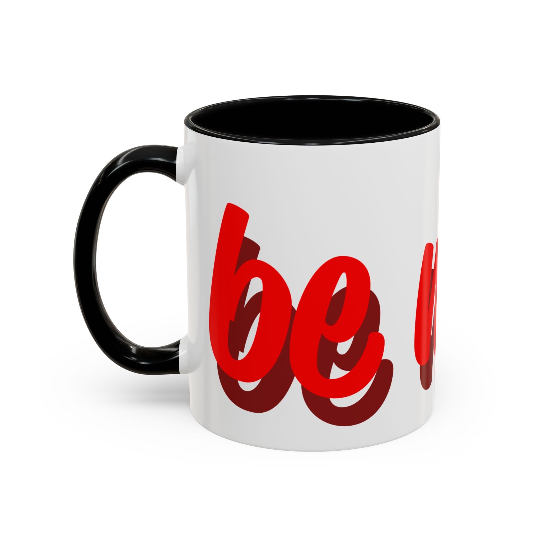 Valentine Love Coffee Mug – 'Be Mine' Red Script Accent Mug (11/15oz)