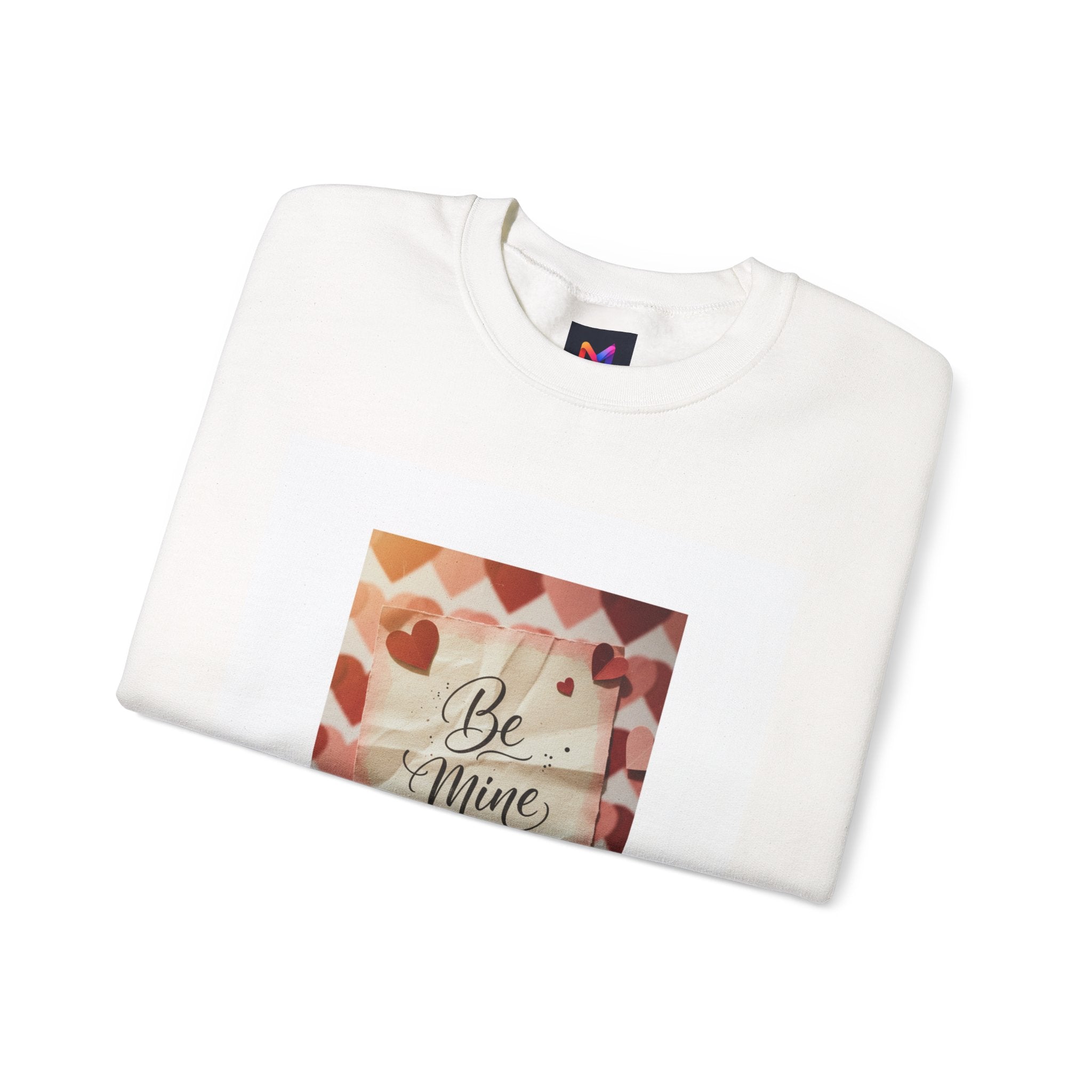 Valentine "Be Mine" Crewneck Sweatshirt – Heart Pattern Romantic Pullover
