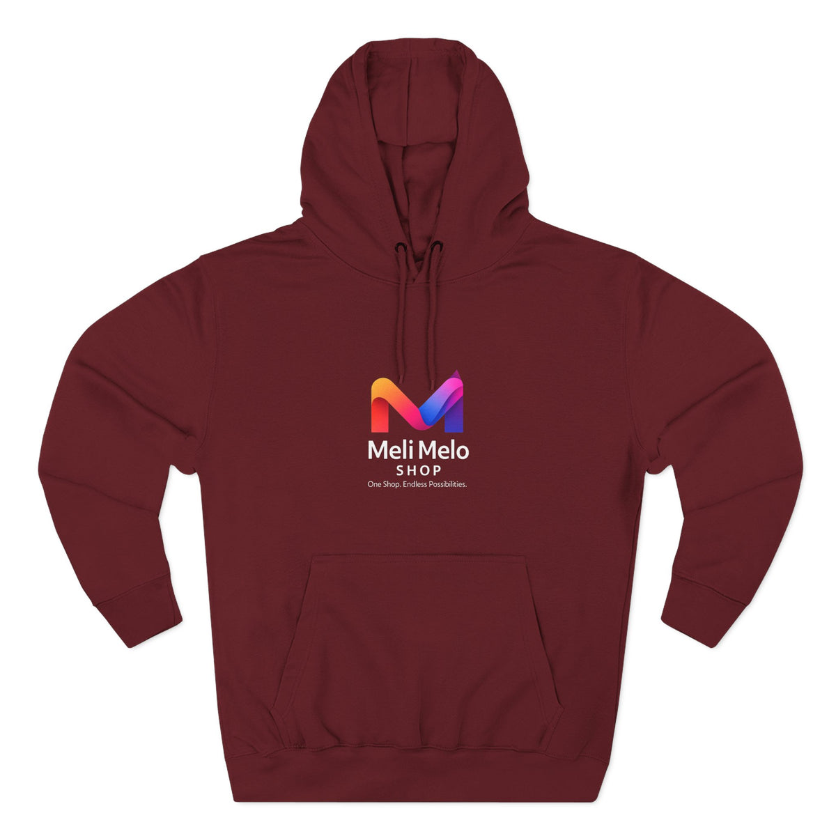 Three-Panel Fleece Hoodie — Lightweight Logo Pullover Sweatshirt