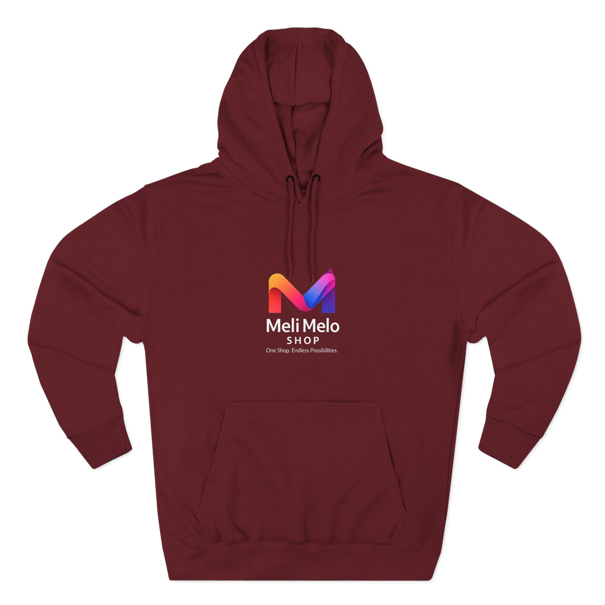 Three-Panel Fleece Hoodie — Lightweight Logo Pullover Sweatshirt