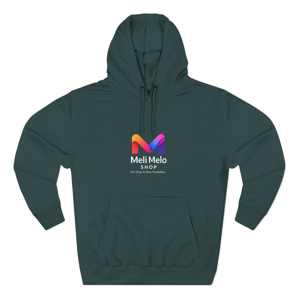 Three-Panel Fleece Hoodie — Lightweight Logo Pullover Sweatshirt