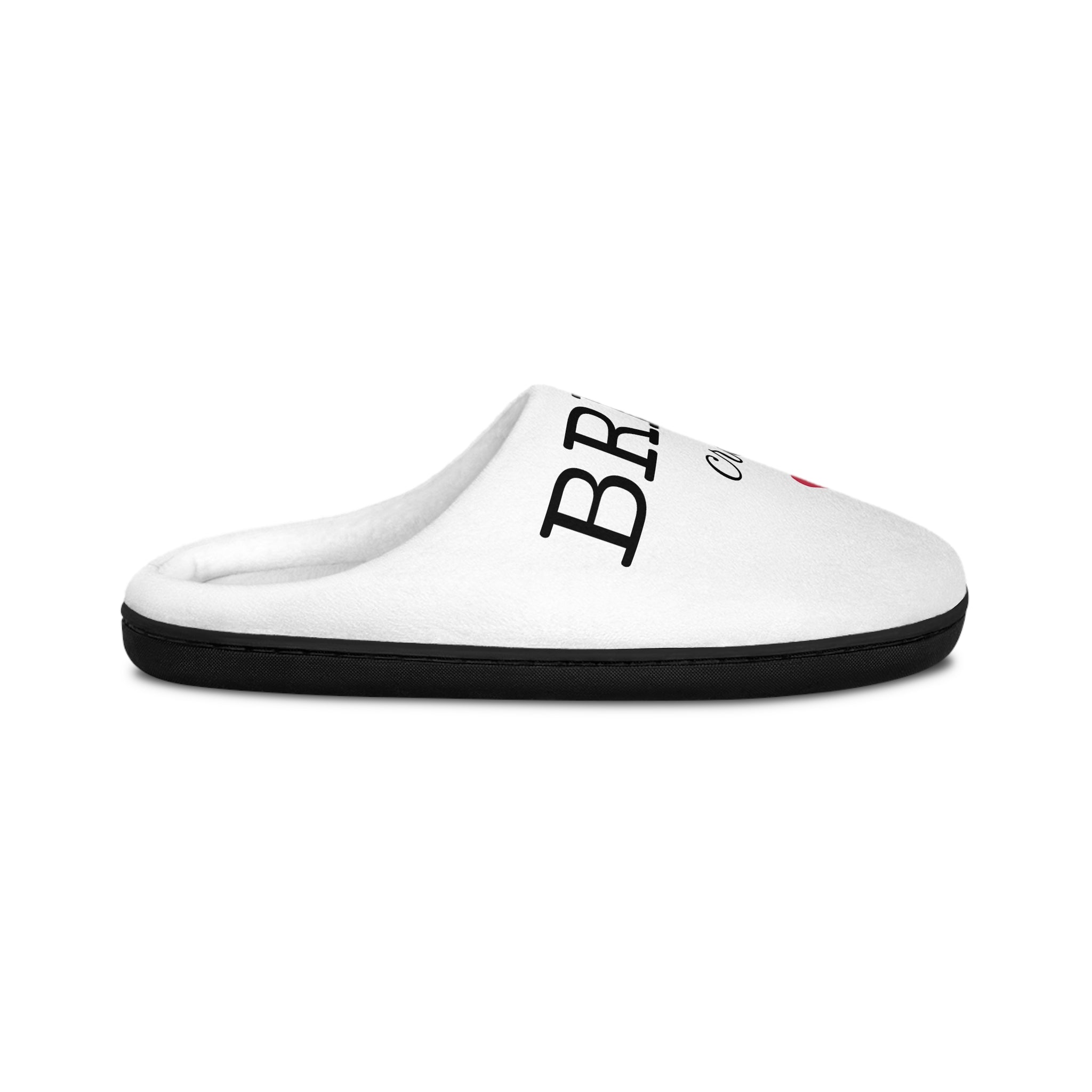 Bride Crew Slippers — Women's White Indoor Slip-On with Heart